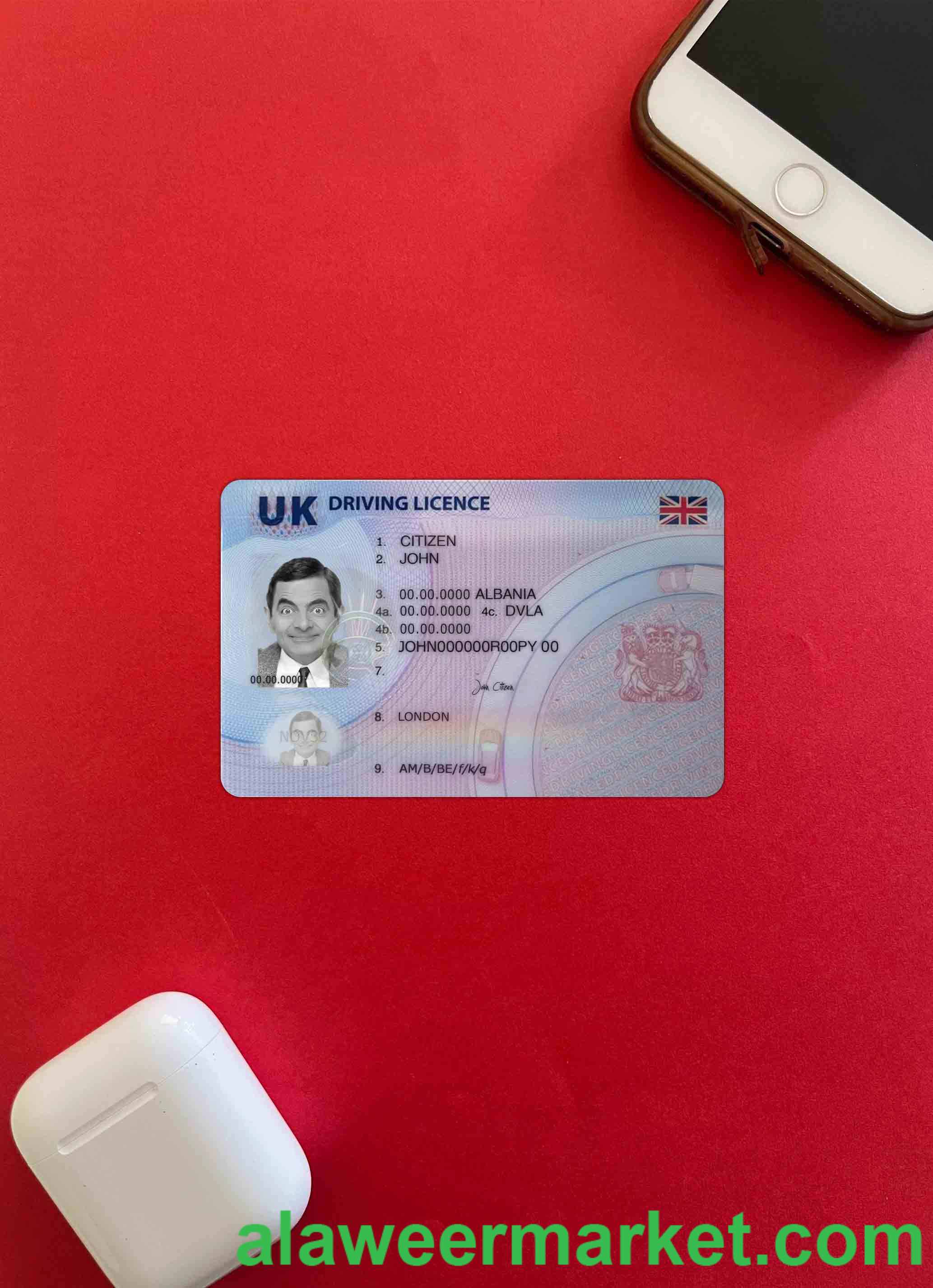 United Kingdom driving license, (after 2021 December-present) photolook FRONT